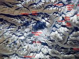 23L Nasa ISS008-E-18911 Cho Oyu to Gyachung Kang, Everest From West With Labels